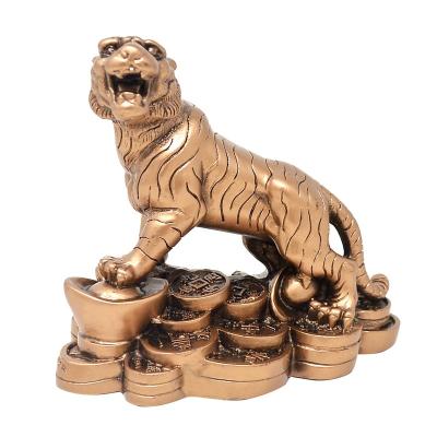 China Feng Shui Feng Shui Chinese Zodiac Tiger on Stacked Yuan Bao Ingots Home Office Decoration Statue Figurine Gifts for Good Luck and Wealth for sale