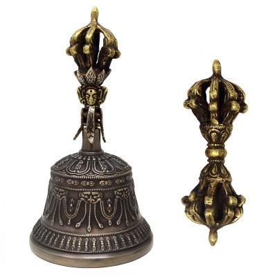 China Dorje Vajra Copper Bell Metal from Feng Shui Tibetan Buddhist Antique Handmade Metal for Buddhist Rituals for sale