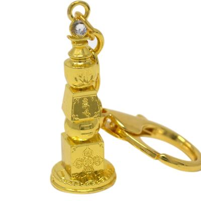 China Electroplating five elements electroplating jewel-encrusted pagoda key chain for sale