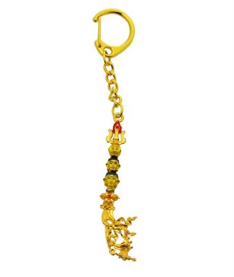 China Guru Rinpoche Amulet Keychain Golden Metal Trident Metal for sale