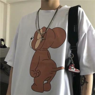 China Anti-Wrinkle Printing Custom New Anime Summer White Suit Wholesale Custom Logo T-shirt Men's Loose T-shirt for sale