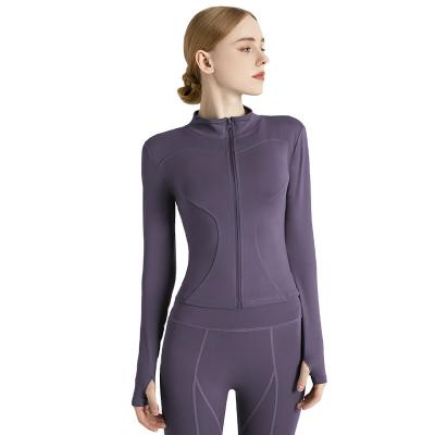 China New Breathable Sports Coat For Women Fall/Winter Fitness Stand Collar Casual Running Jacket Women Yoga Quick Dry Tight Top for sale