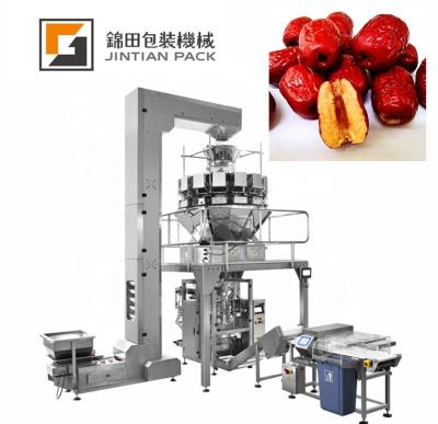 China Beverage ce marked fully automatic red kidney bean packing machine with JT-520W multihead weigher for sale