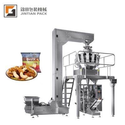 China Food 10 Heads Weigher With Hopper 2.5L Potato Chips French Fries Cashew Packing Machine for sale