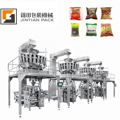 China JINTIAN 10/14 Head Food Weigher Snack Weighing Automatic Potato Chips Packing Machine for sale