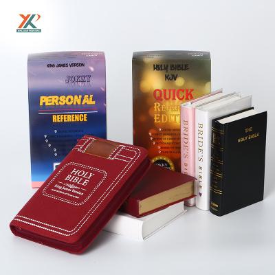 China paper & Chinese Cardboard Factory Custom Logo PU Leather King James Bible Book Printing for sale