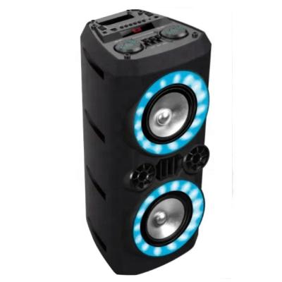 China None Double Player 6.5 Inch Karaoke Portable Rechargeable Audio DJ Speaker Sound Box With Changing LED Light for sale