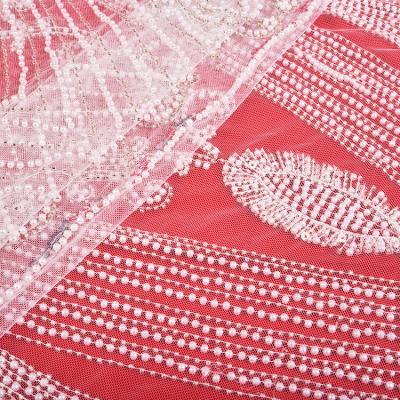 China Sustainable High Quality Embroidery Beaded Lace Fabrics For Bridal Wedding for sale