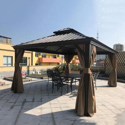 China Aluminum Frame Galvanized Steel Hardtop Gazebo Double Roof Outdoor Hardtop Gazebo for sale