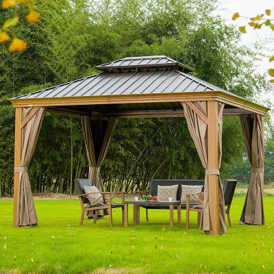 China yarda del chalet del Gazebo del tejado del metal de 12x12 14x12 con las cortinas y la red en venta