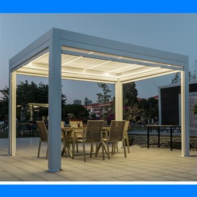 China Waterdicht buitengebied bioclimatisch luifel regenbescherming Luxe moderne elektrische pergola aluminiumscherm paviljoen Te koop