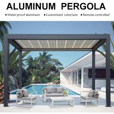 중국 Aluminum waterproof louvered gazebo outdoor bioclimatic awning louvered system roof pergola 판매용