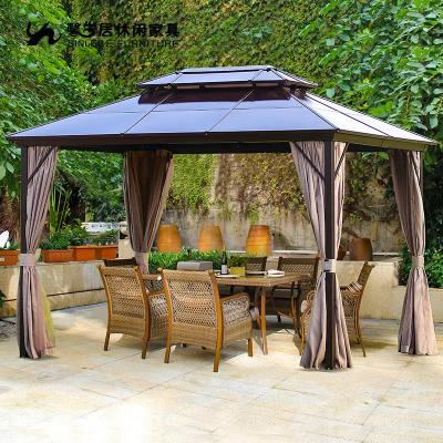 China EFEN Electronic Aluminum Outdoor Gazebo Hardtop Roof And LED Light Sun Shelter for sale