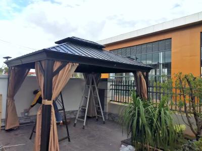 중국 Luxury Outdoor Deck 12*16ft Aluminum Frame Galvanized Steel Bimetal Roof Hard Top Gazebo Garden 판매용