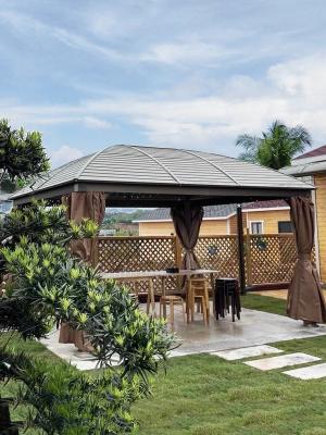 中国 EFEN Patio Gazebo 4x4m Outdoor Waterproof Steel Hardtop Roof Wooden Gazebo 販売のため