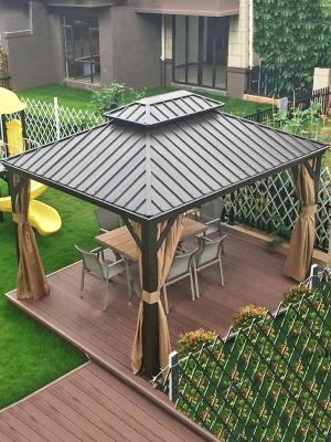 China Gazebo 3.65 x 4.25 m Waterproof Stable Gazebo with Steel Roof, Bronze for sale