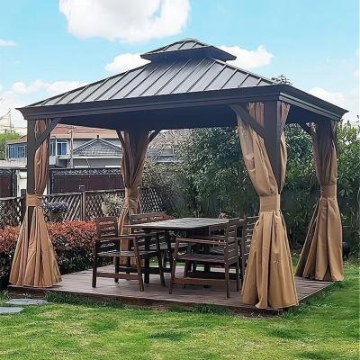 China EFEN Aluminium Gazebo with Side Panels Hardtop Gazebo with Steel Roof Light Grey for sale