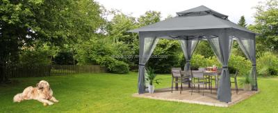 China Luxury Patio Lawn Garden Outdoor Metal Pavilion Pergola Waterproof with Steel Hardtop Roof Gazebo for sale