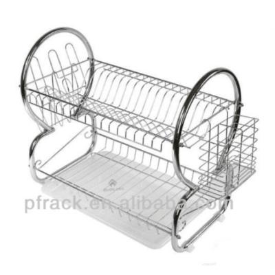 China Viable Wholesale Kitchen Accessories Dish Rack Metal Wire Dish Rack 2 Tier Dish Drying Rack With Utensil Holder for sale