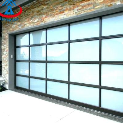 China ZHDOORS Modern Factory Garage Electric Overhead Sectional Modern Glass Aluminum Door For Dealers for sale