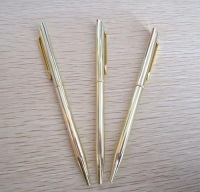 China Promotional Gift Silver Metal Pen High Quality Company Promotional Brass Ballpoint Pens / Color Twist Gold Thin Metal for sale