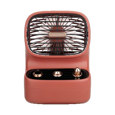 China Retro Mini Table Fan Rechargeable Desktop Car Game Machine Portable Mist Fan Spray Air Cooling Fan for sale