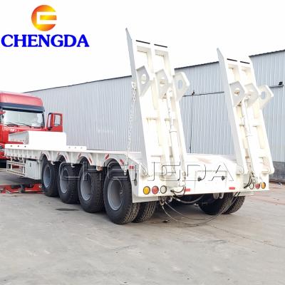 China Truck Trailer 3 Axle Lowbed 4 Axles Low Bed Truck Trailers for sale