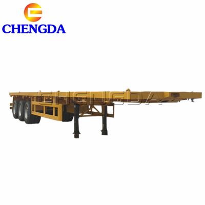 China Truck Trailer Yellow Used 3 Axle 40 Ft 40 Ton Flatbed Semi Trailer For Sale for sale