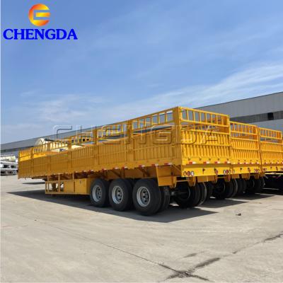 China 100 Ton Fence Cargo Cattle Trailer Truck Trailer 3 Axles 40ton 60ton for sale