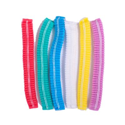 China High Elasticity PP Clip Hat Buffy Head Cover Colored High Quality Nonwoven Single Or Double Elastic Band for sale