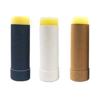 China 2oz Kraft Paperboard Biodegradable White Deodorant Air Freshener Lift Up Tube Paper Packaging For Lip Balm for sale