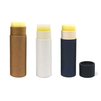 China 0.5 oz Kraft Paperboard Biodegradable White Deodorant Air Freshener Lift Up Tube Paper Packaging For Lip Balm for sale