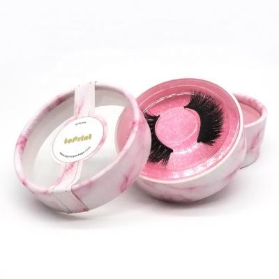 China Biodegradable Custom Biodegradable Cardboard Paper Box Empty Round Package For 3D False Eyelashes Packaging for sale