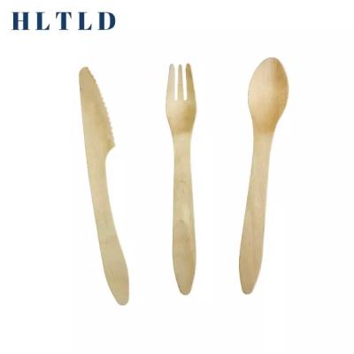 China biodegradable party cake wood cutlery set disposable wooden spoon fork knife set 160mm for sale