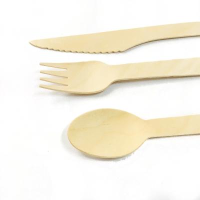 China Disposable Wooden Dinnerware Cutlery Set For Party Supplies Dinner Utensils Salad Dessert Plates Knife Fork Spoon Set 160mm for sale