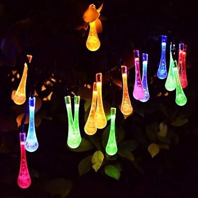 China Outdoor Solar Drop LED String Lights 20ft 30 LED Christmas Decorative Water Drop Fairy Lights for sale