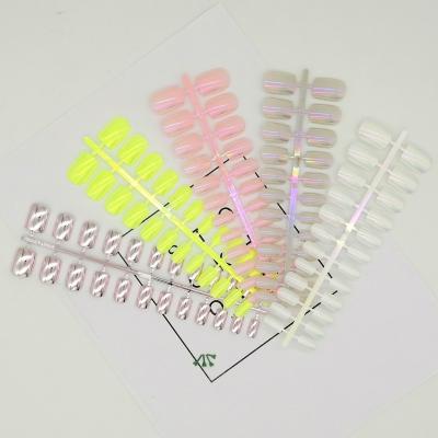 China Hot Design Product Mirror Rainbow Effect Opp Bag Package Chrome Nails Press On Nail for sale