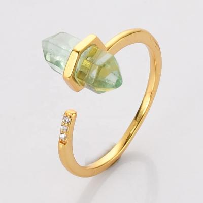 China Office/Career SS213S Green Crystal Herkimer Diamond Cutting Energy Moissanite Crystal Silver Ring Designs For Girl for sale