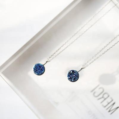 China Freefrom Engagement Jewelry Wholesale Natural Druzy Chain Necklace 925 Sterling Silver Druzy Necklace QS479 for sale