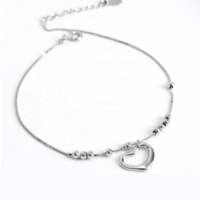 China QS266 Women's CLASSIC Fashion Heart Anklet Foot Jewelry 925 Silver Anklets for sale