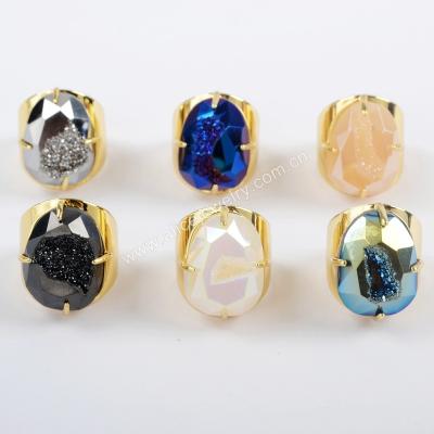 China ZG0312 Charm Unique Big Size Natural Stone Rings Big Stone Ring Designs For Women for sale