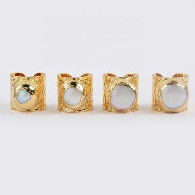 China G1879 Natural Freshwater Pearl Jewelry Crystal Rings With Pearlescent Gold Pearl Rings for sale