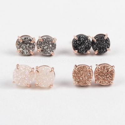 China 2020 Wholesale Fashion Trendy Rose Gold Jewelry Custom Made Druzy Stud Earrings For Women for sale