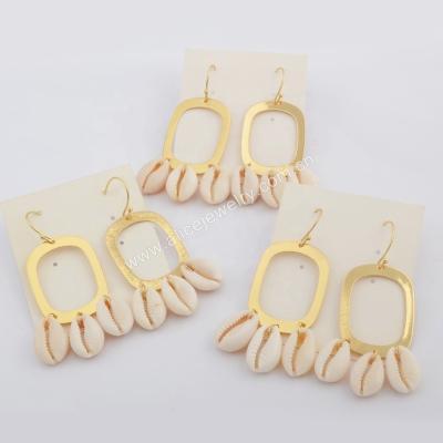 China Natural Cowrie Shell Hoop Earrings Chandelier Circle Earrings Sea Shell Jewelry Fashion Earrings G1783 for sale