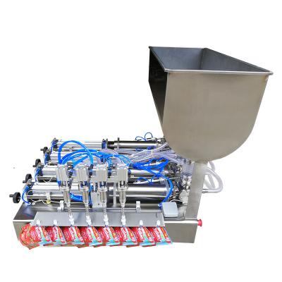 China Old Food 4 Head Chocolate Paste Emulsion Paste Position Bag Pneumatic Liquid Filling Machine Yogurt Honey Cream Ketchup Cream for sale