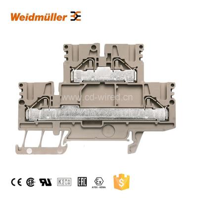 China Wemid 4 way terminal block weidmuller PDK 2.5/4 L-PE spring connector, dual deck and din rail terminal block for sale