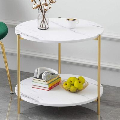 China Eco-friendly Marble Pattern Coffee Table Small Wooden Double Sofa Side Table Square Table Suitable For Living Room for sale