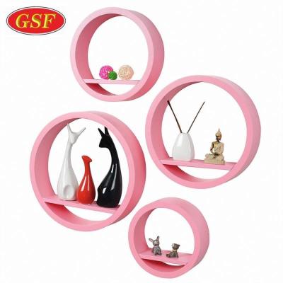 China 4 Set Morden Wall Mounted Shelf Design Eco-friendly Smooth Surface Bright Pink Wall Shelf for sale