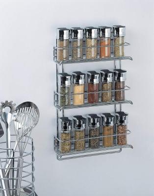 China Stainless Steel 3 Tier Kitchen Spice Rack Organizer Shelf Kitchen Cabinet Stocked Pantry Organizer for sale