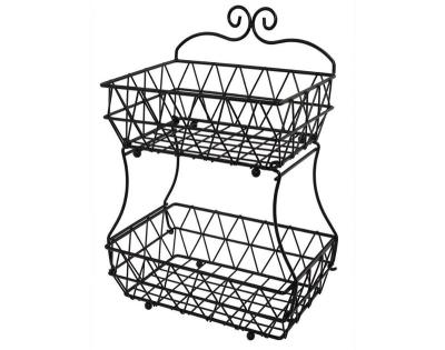 China Upgraded Version Viable Simplify Installation 2 Tier Fruit Bread Basket Display Stand Sundries Storage Basket for sale